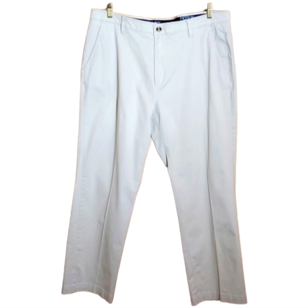 CROWN & IVY 38 X 30 STRAIGHT FIT FLAT FRONT BEIGE MOTION FLEX PANTS
